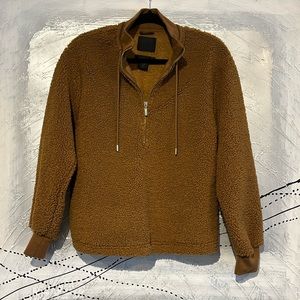 Maison Cinqcent Sherpa Half Zip Sweater Size XS Brown